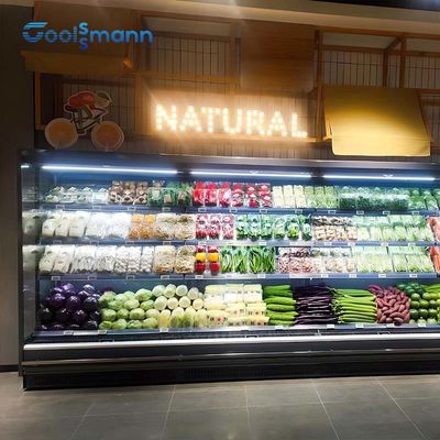 Refroidisseur ouvert d'étagère réglable de rideau en Front Refrigerated Display Case Air de quatre couches