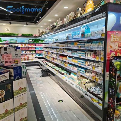 Un coffret d'étalage plus froid de rideau aérien de légume fruit de supermarché d'étalage ouvert de LED